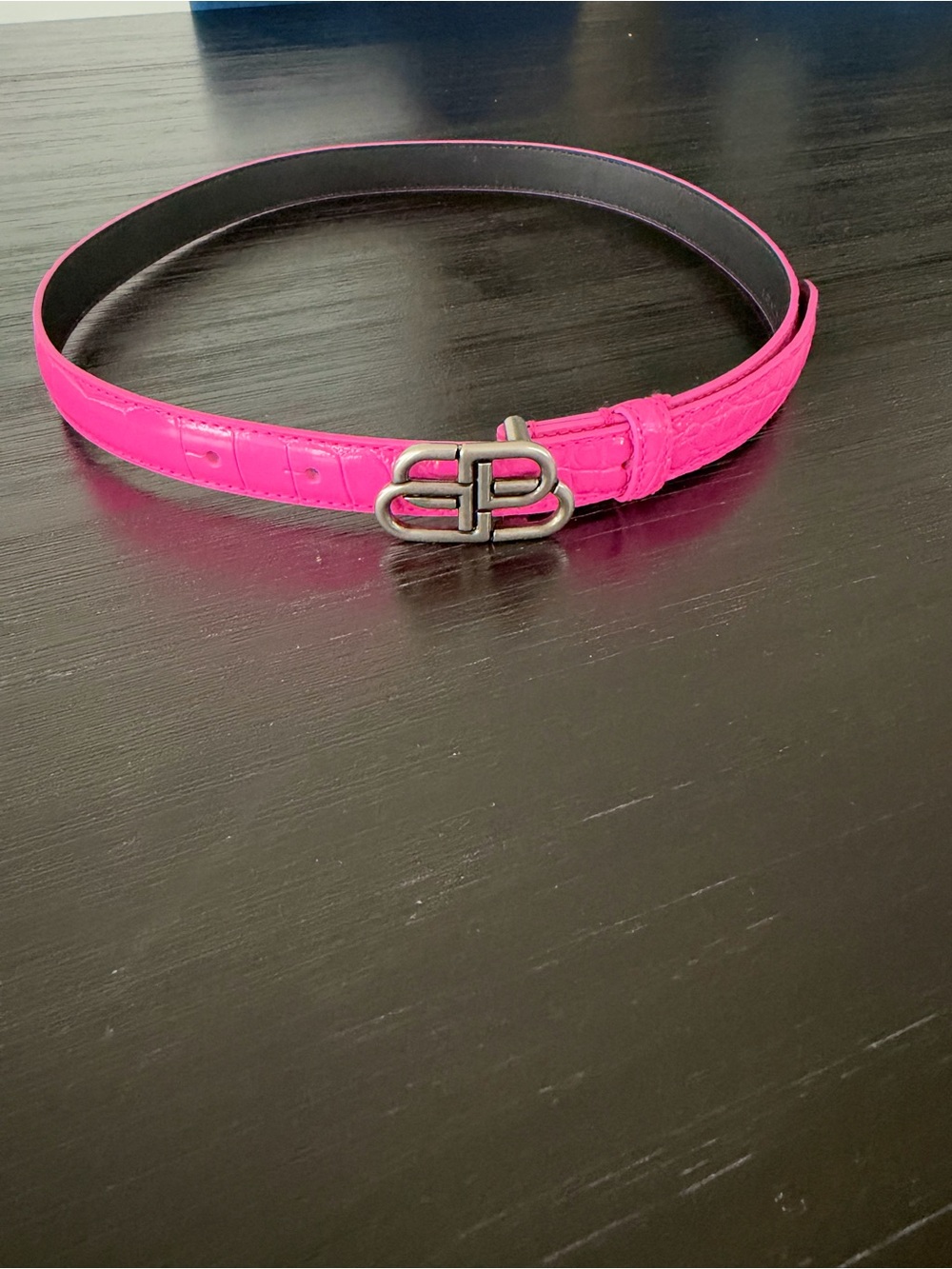 Balenciaga Hot Pink Leather BB Logo Belt